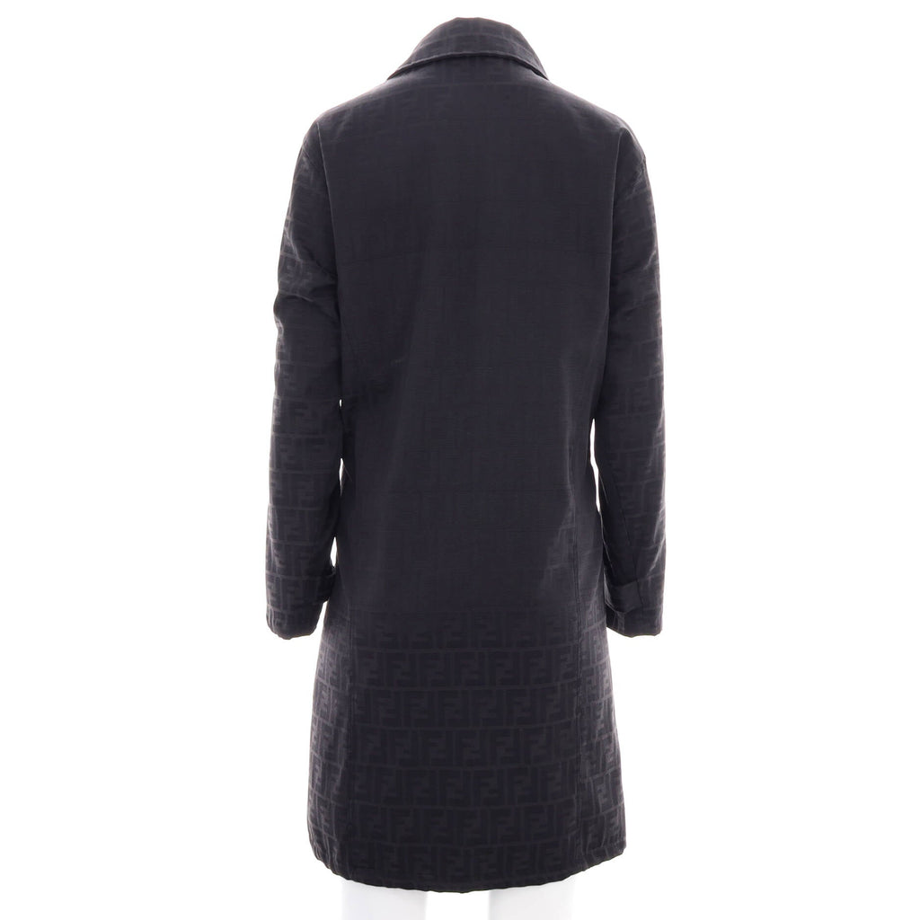 Women's Vintage Trench Coat Zucca Print Polyester Blend