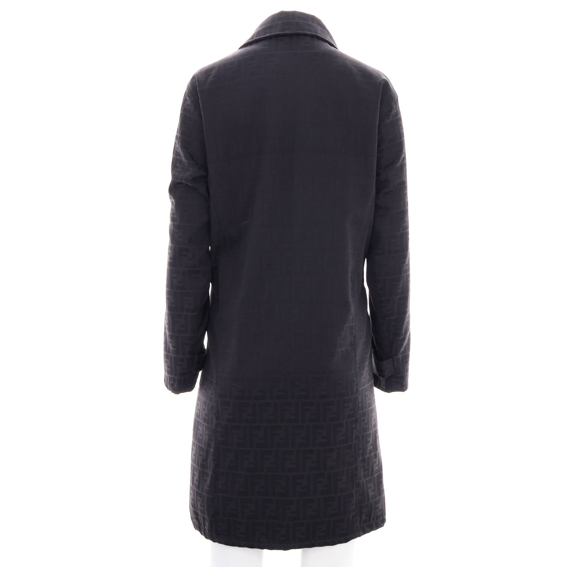 Women's Vintage Trench Coat Zucca Print Polyester Blend