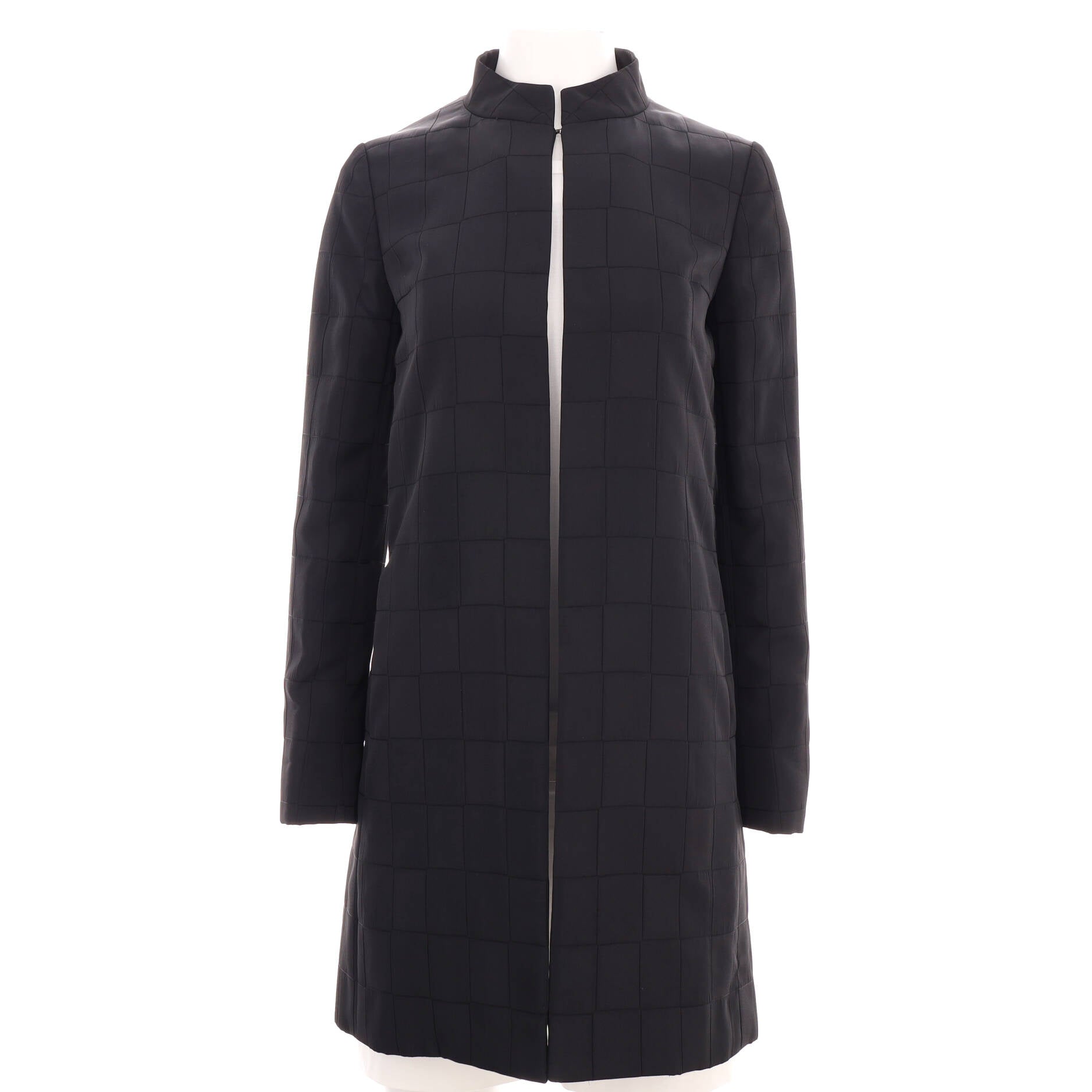 Women's Vintage Square Quilt Long Coat Nylon