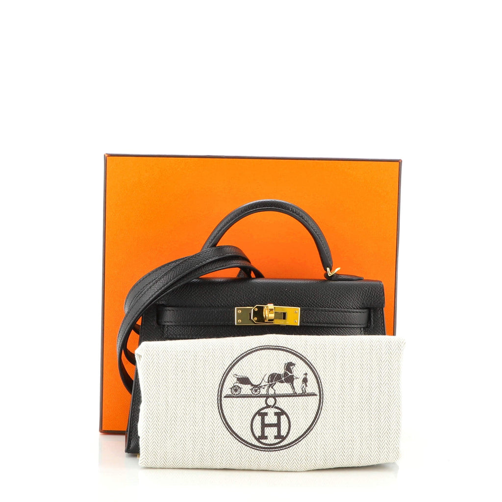 Kelly Mini II Bag Noir Epsom with Gold Hardware 20
