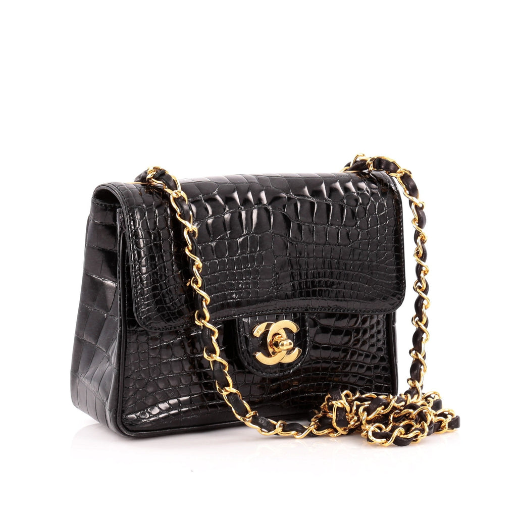 Vintage Square Classic Single Flap Bag Alligator Mini