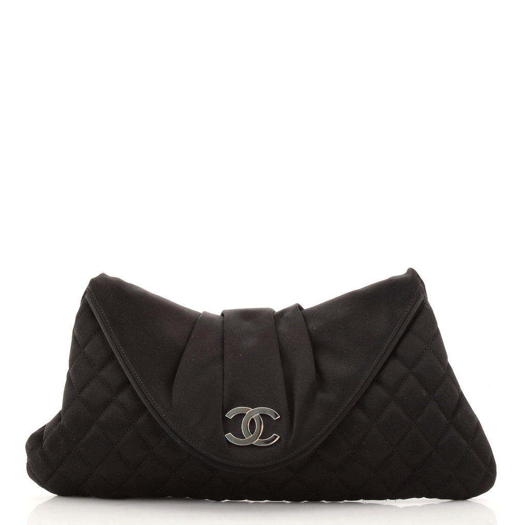 CC Half Moon Clutch Quilted Satin Large