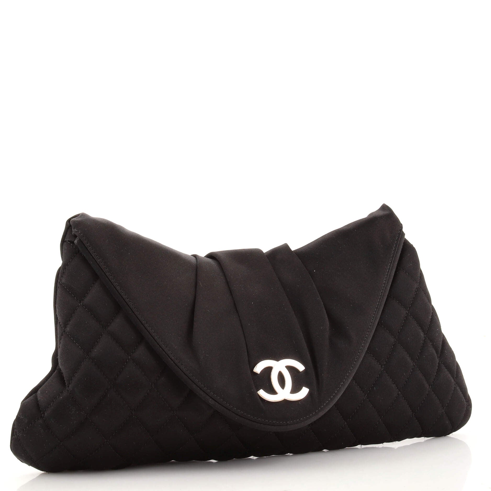 CC Half Moon Clutch Quilted Satin Large