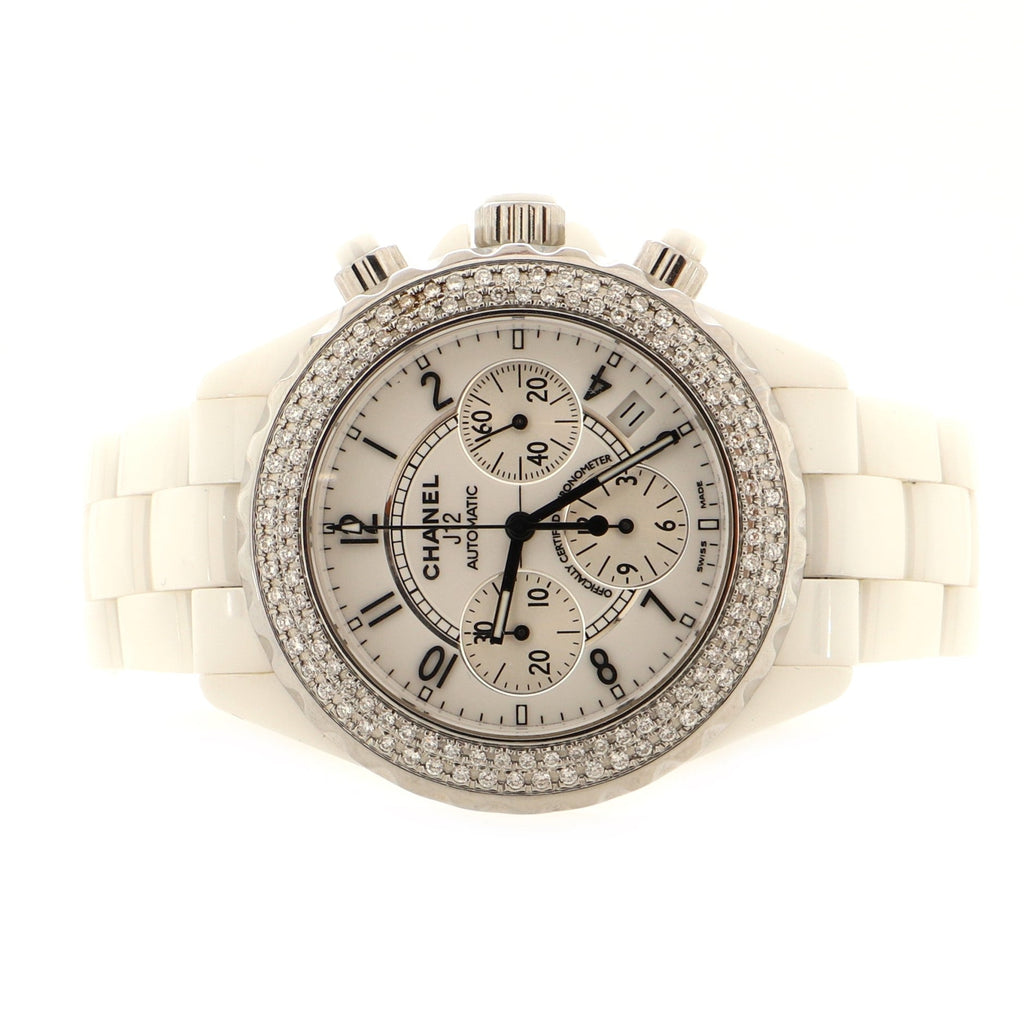 J12 Chronograph Automatic Watch Ceramic and Stainless Steel with Diamond Bezel 41