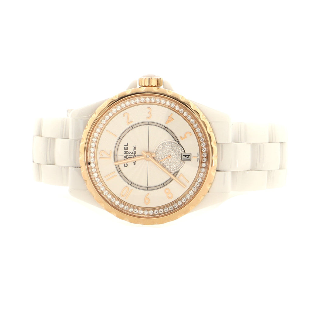 J12-365 Automatic Watch Ceramic and Stainless Steel with Diamond Bezel and Seconds Sub-Dial 36
