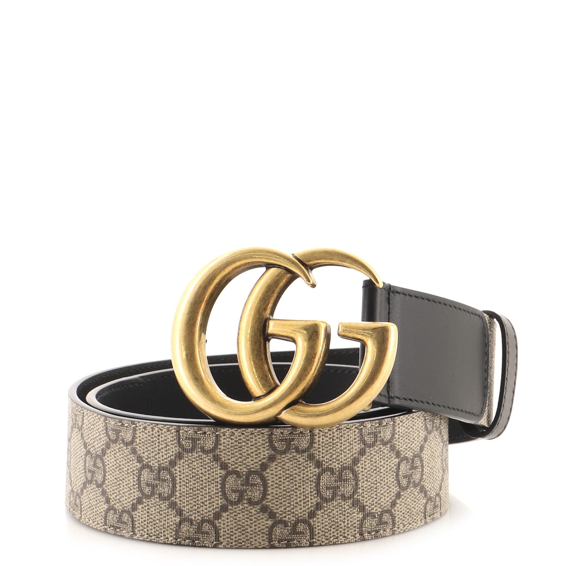 GG Marmont Belt GG Coated Canvas and Leather Wide 80