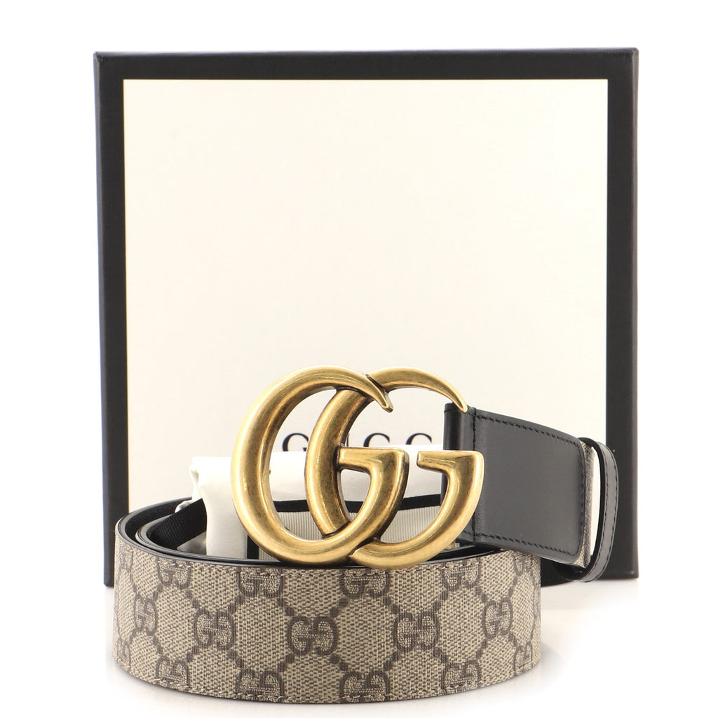GG Marmont Belt GG Coated Canvas and Leather Wide 80