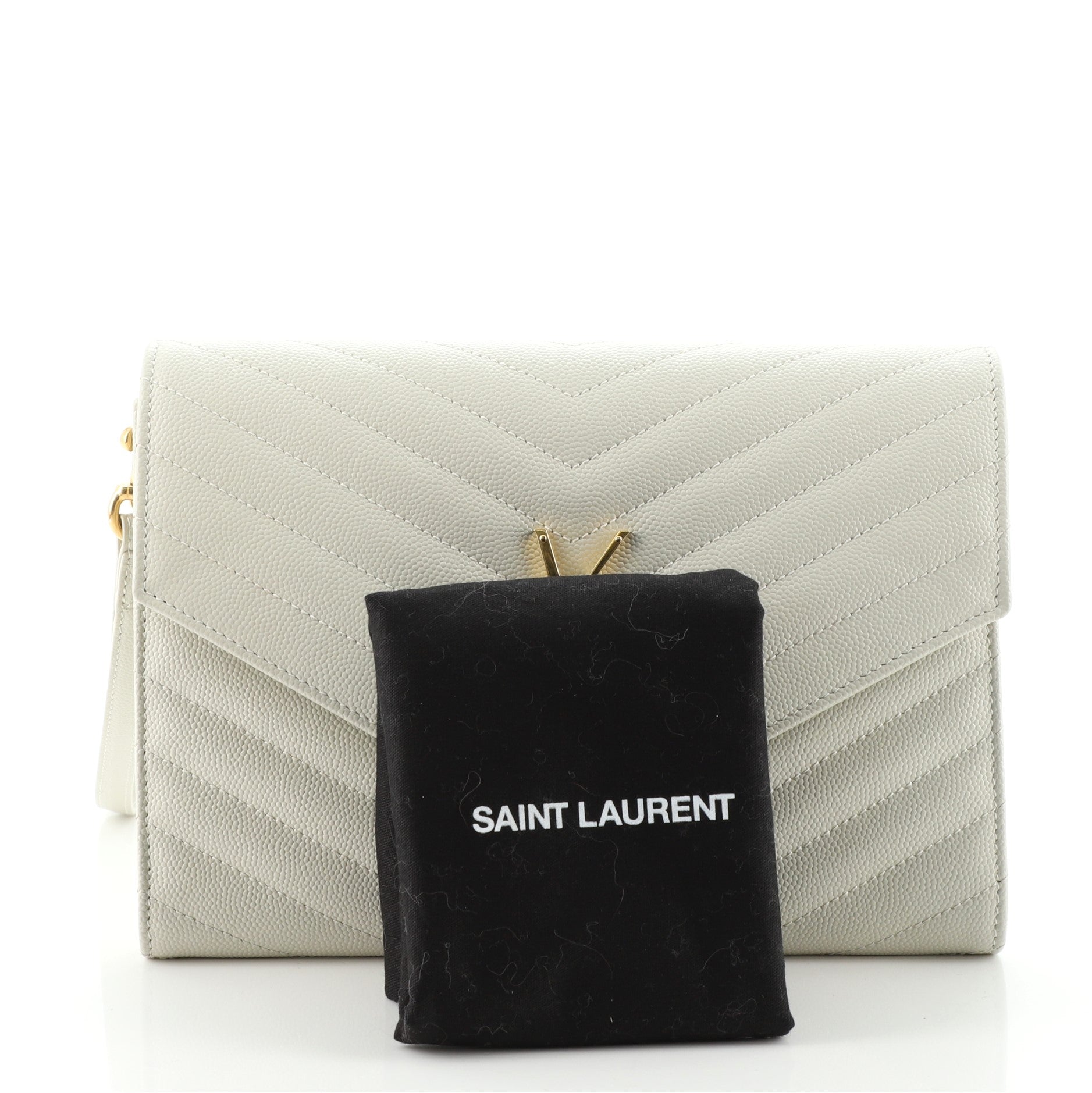 Classic Monogram Flap Wristlet Clutch Matelasse Chevron Leather