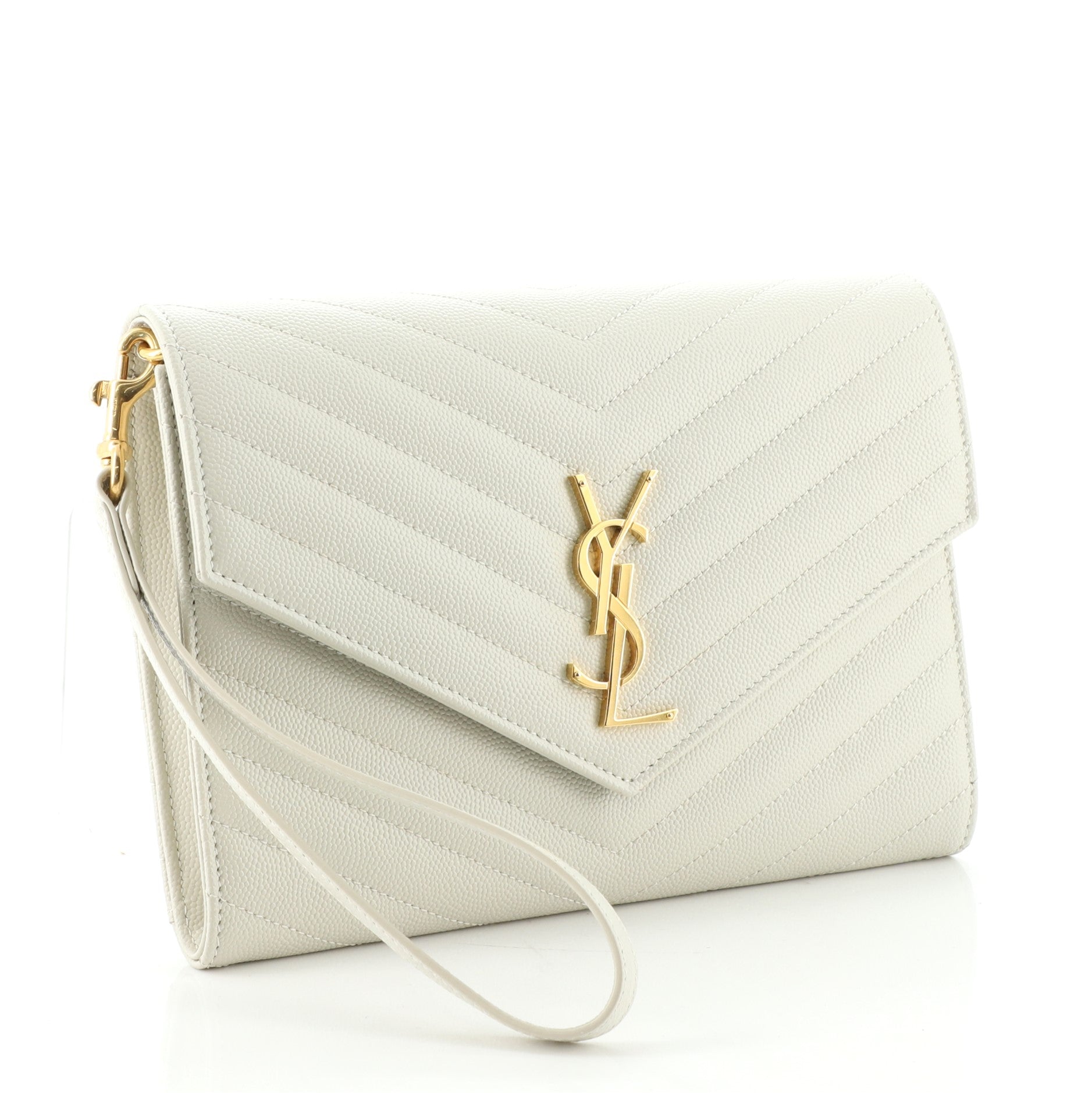 Classic Monogram Flap Wristlet Clutch Matelasse Chevron Leather