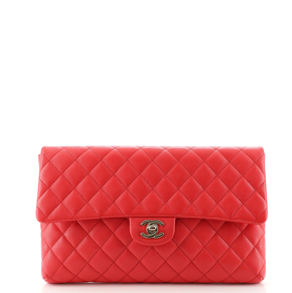 Classic Flap Clutch Quilted Caviar