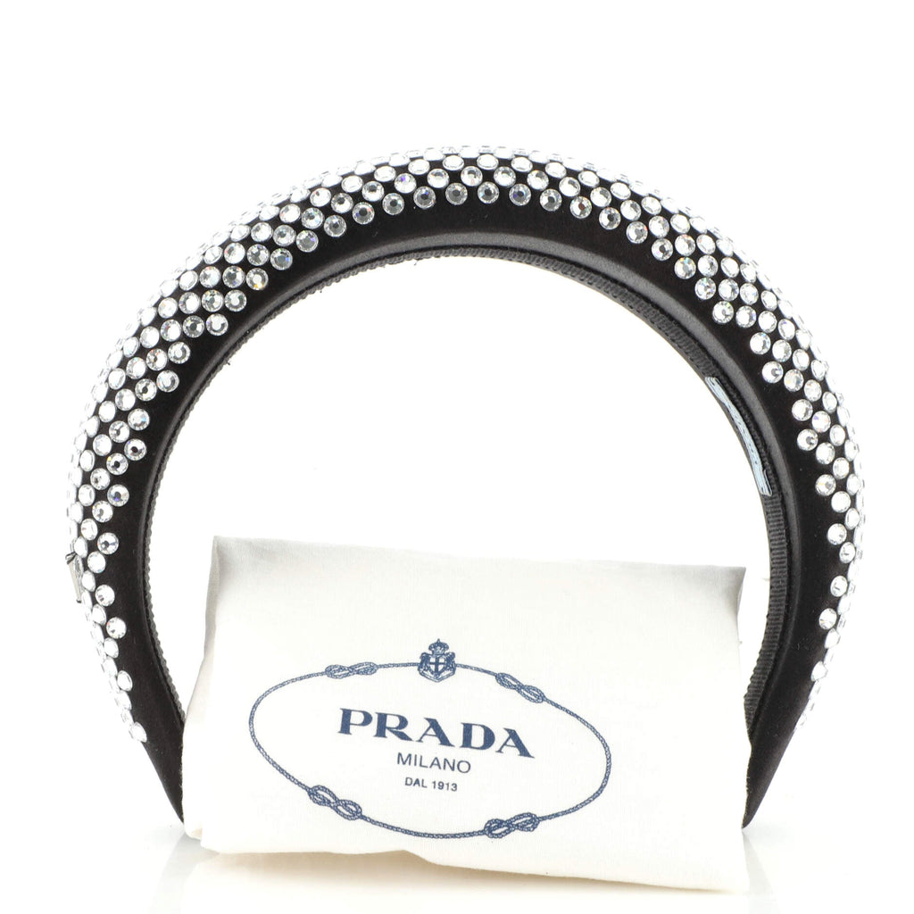 Logo Headband Crystal Embellished Satin XS