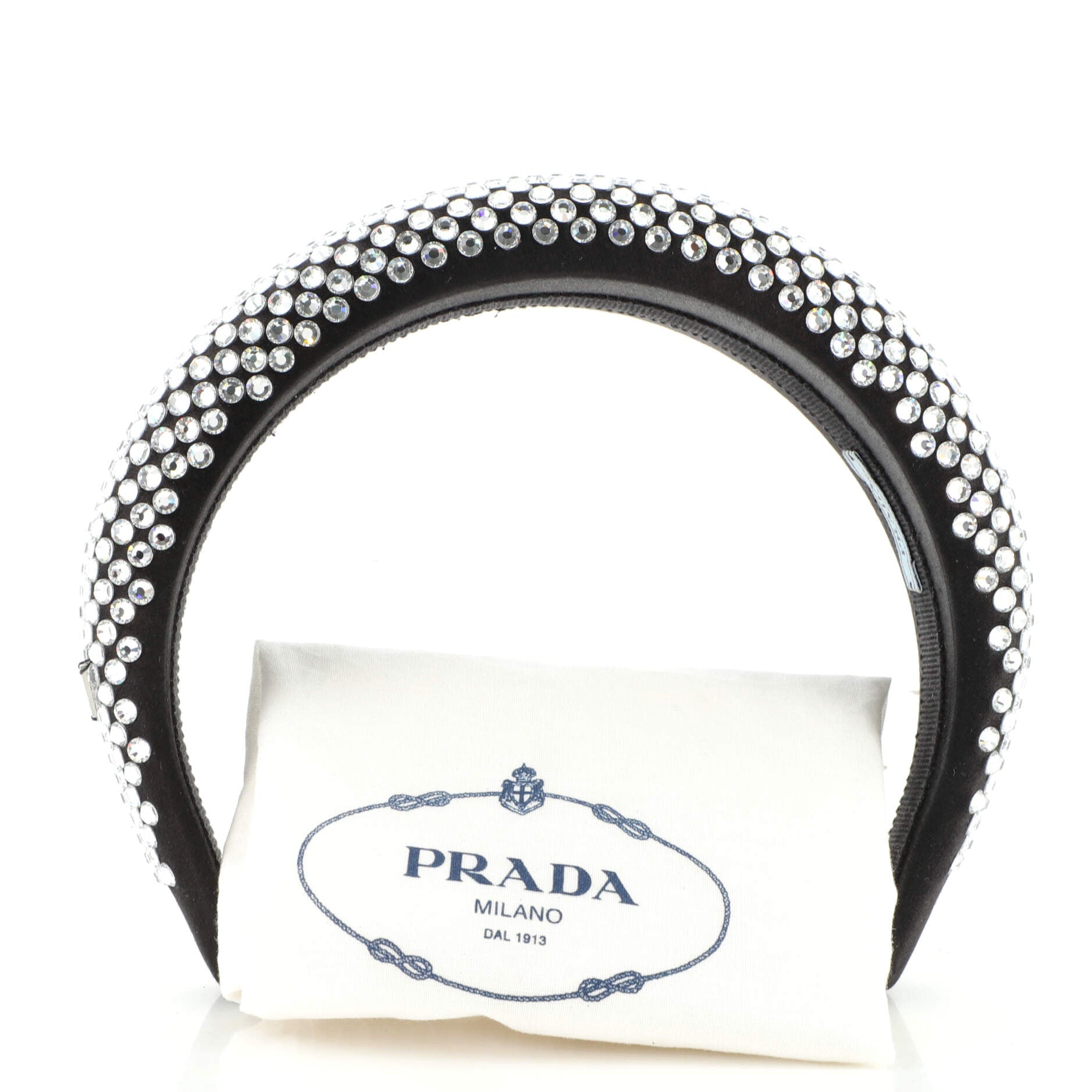 Logo Headband Crystal Embellished Satin XS