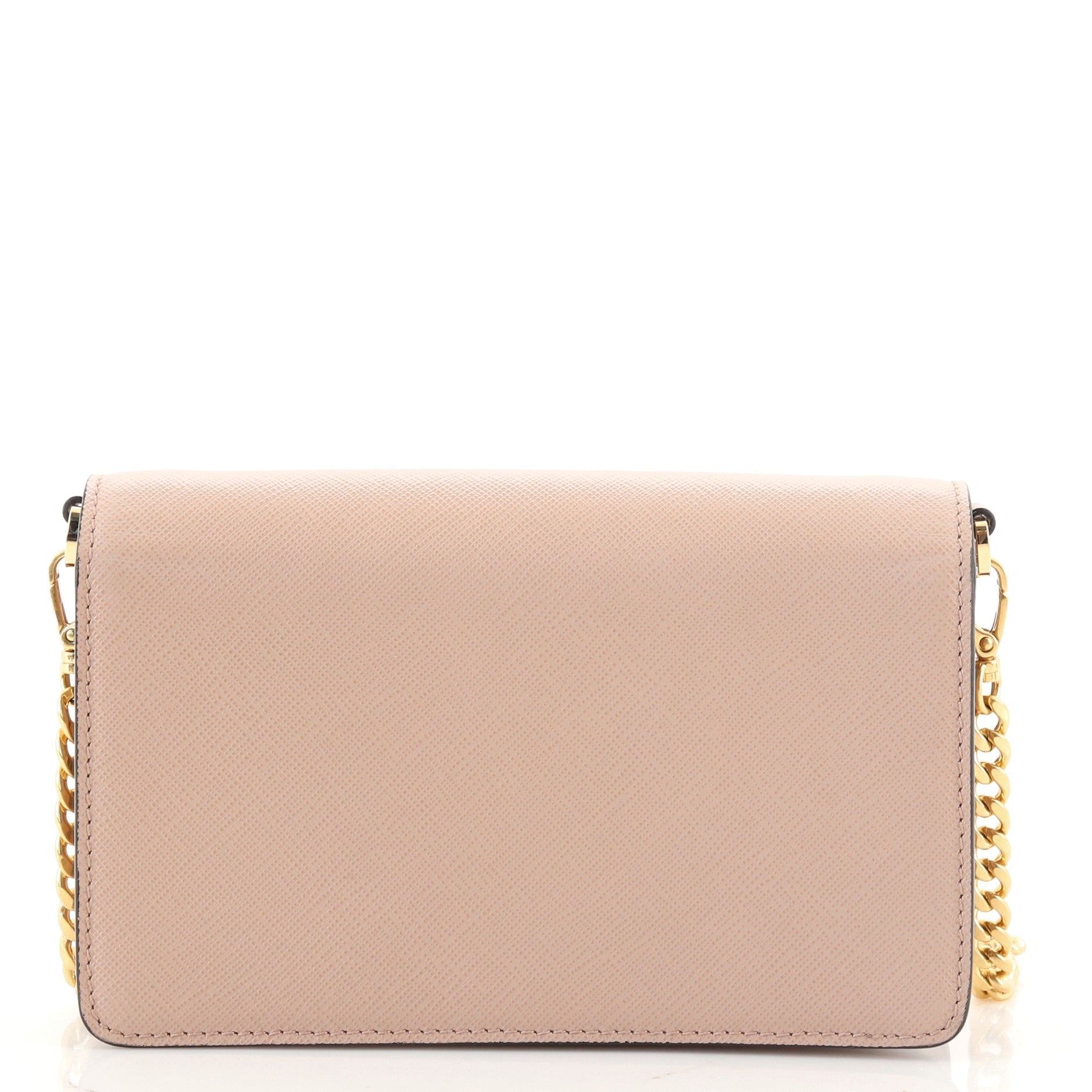 Flip Lock Wallet on Chain Clutch Saffiano Leather Small