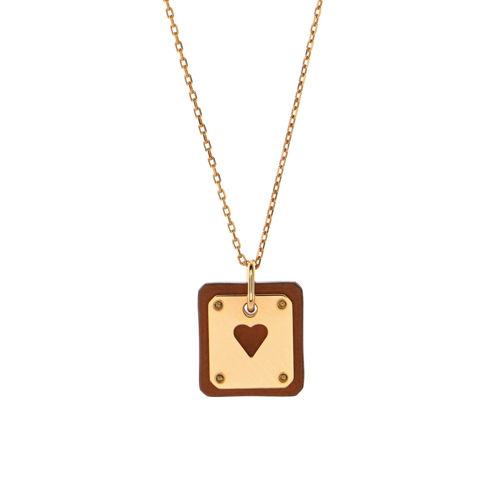 As de Coeur Pendant Necklace Metal and Leather Small