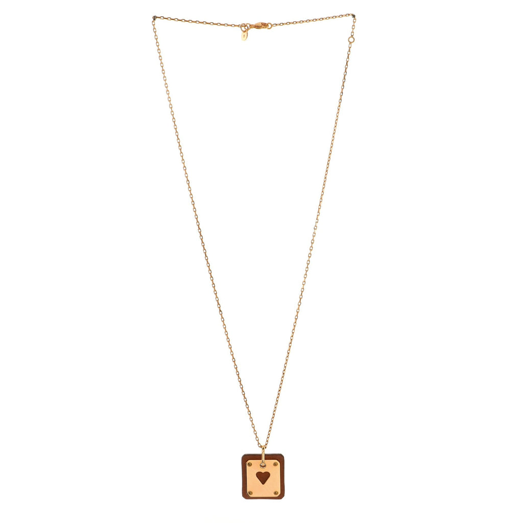 As de Coeur Pendant Necklace Metal and Leather Small