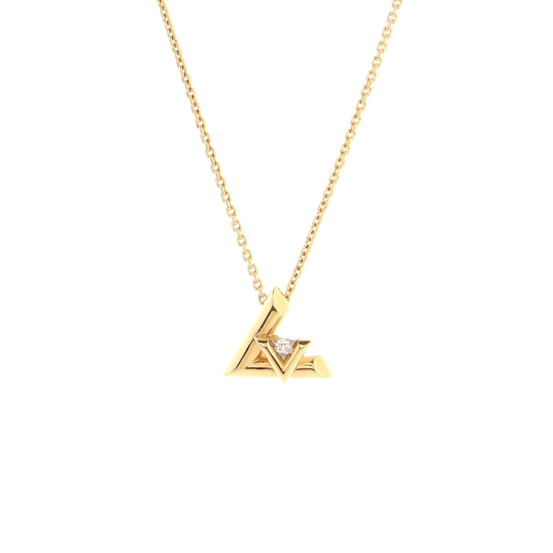 LV Volt One Pendant Necklace 18K Yellow Gold with Diamond Small