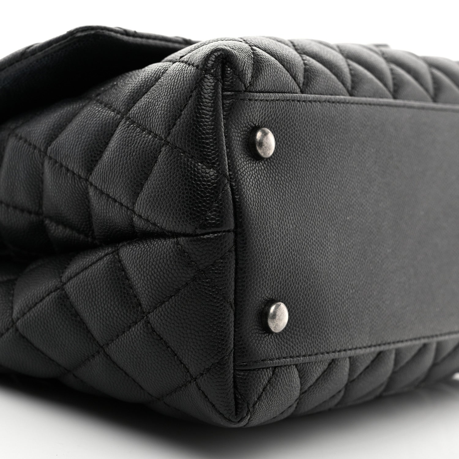 Caviar Lizard Embossed Quilted Small Coco Handle Flap Black