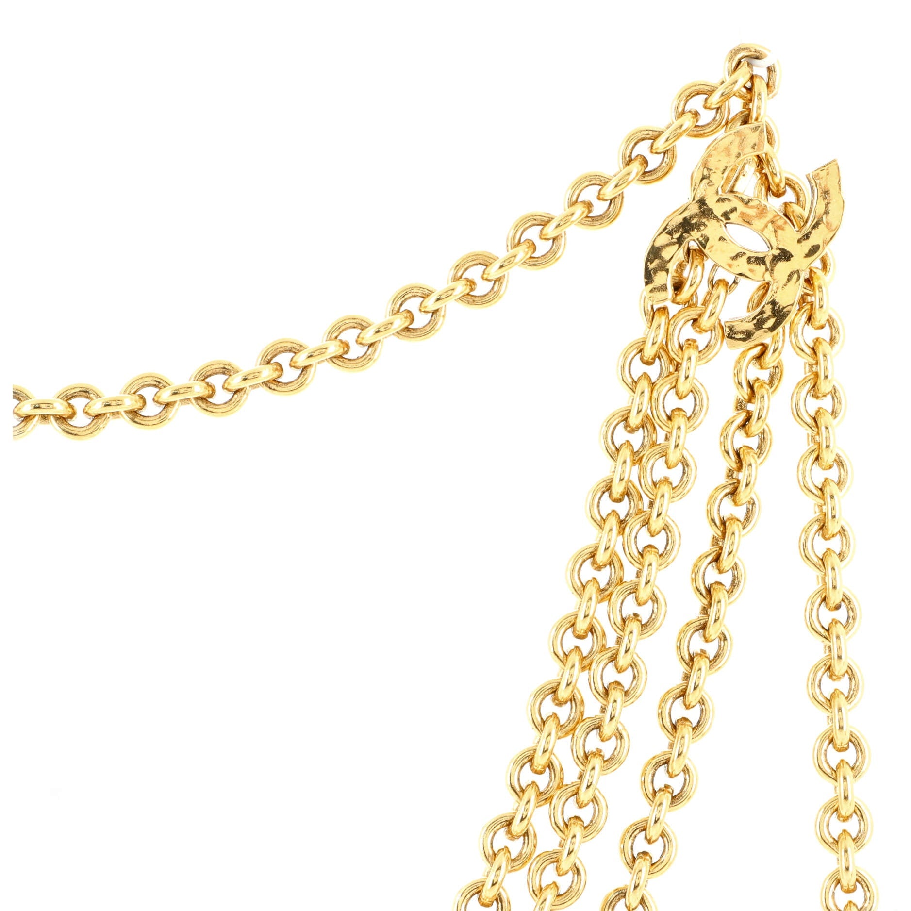 Vintage Hammered CC Multi Chain Belt Metal 80