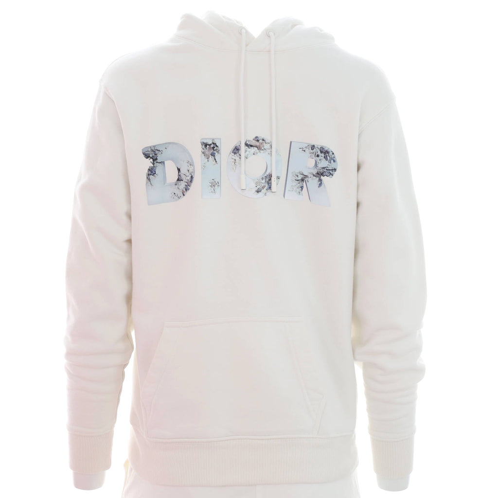 Men's Daniel Arsham White Eroded Logo Hoodie Cotton