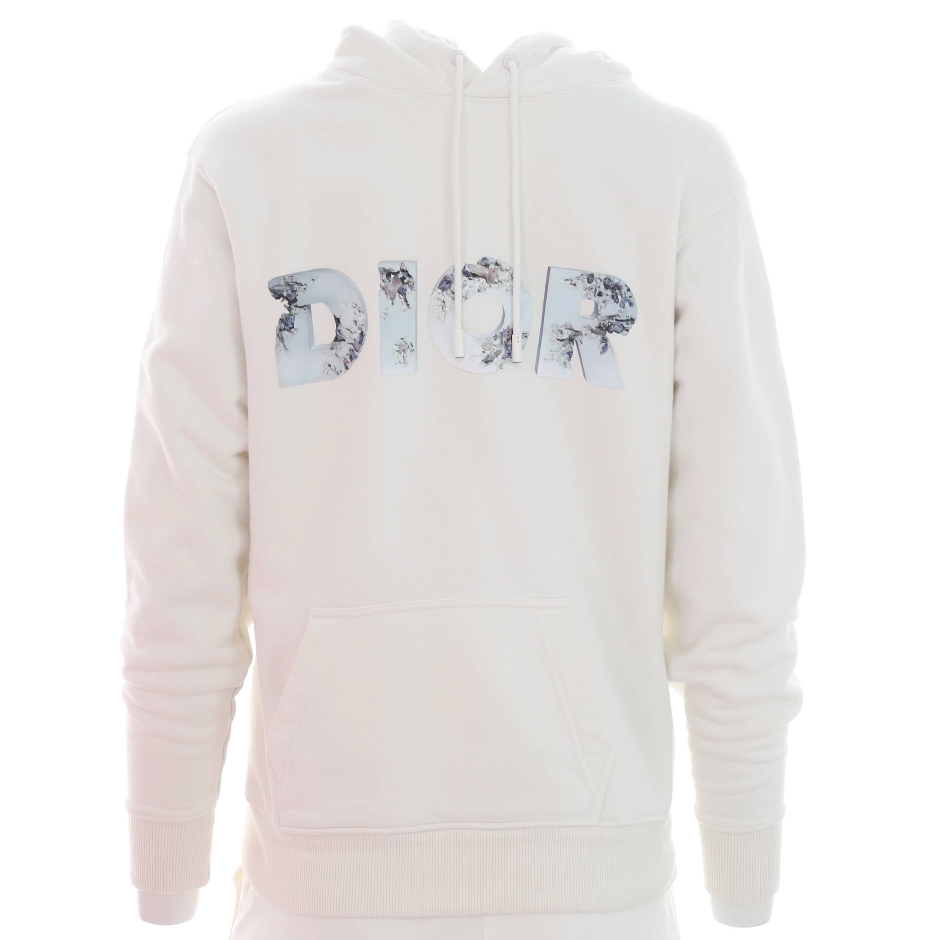Men's Daniel Arsham White Eroded Logo Hoodie Cotton