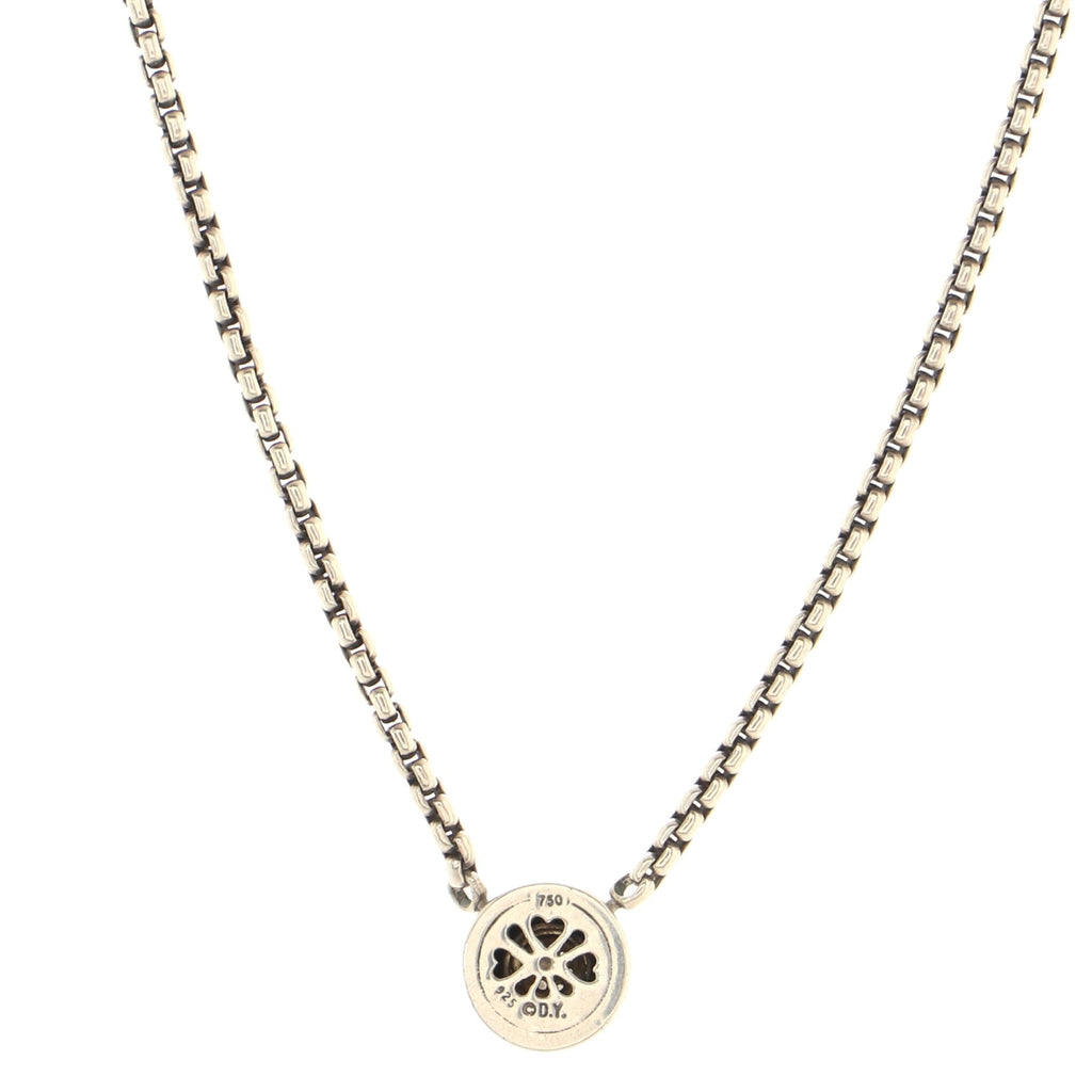 Cookie Pendant Necklace Sterling Silver with 18K Yellow Gold and Diamonds 12mm