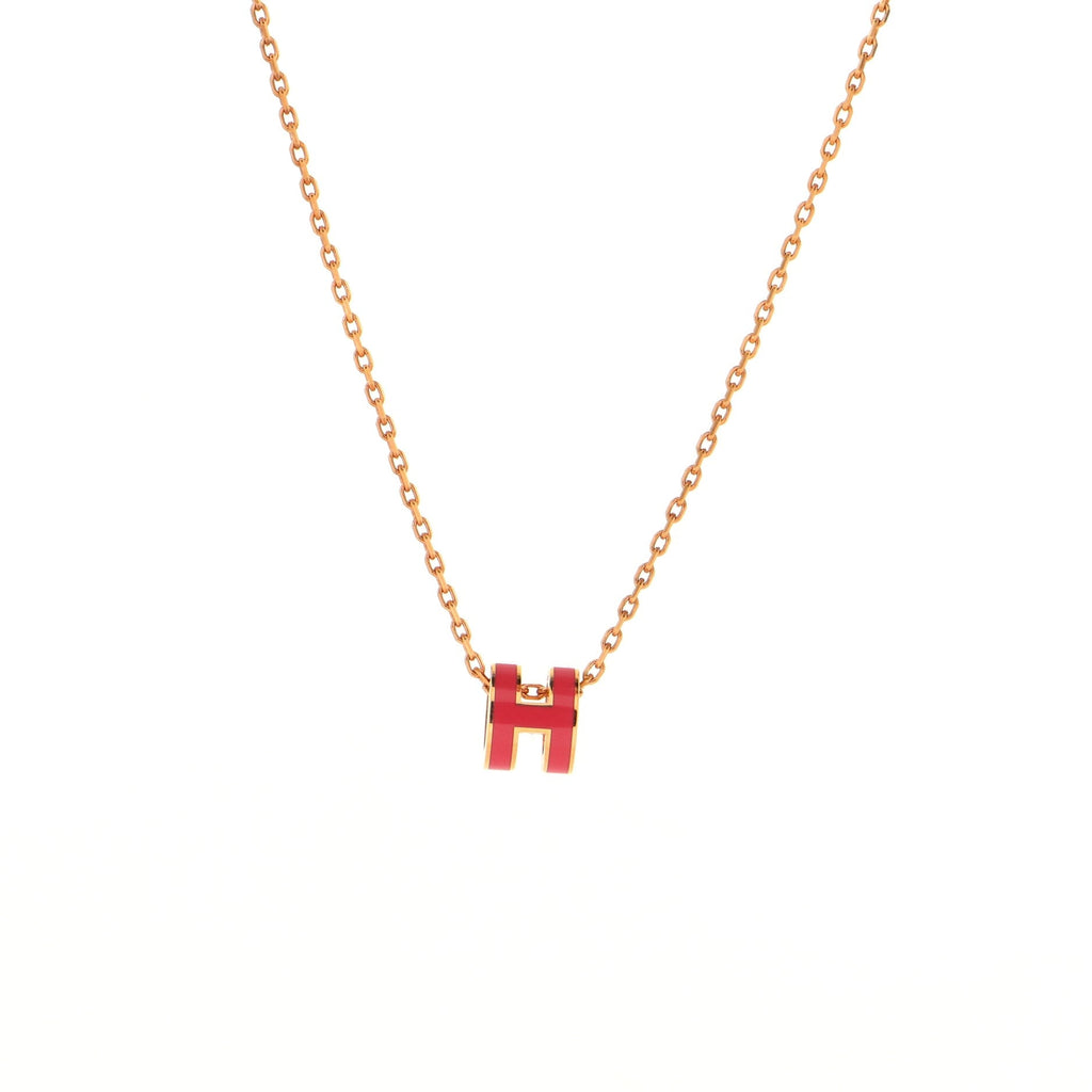 Pop H Pendant Chain Necklace Metal and Enamel Mini