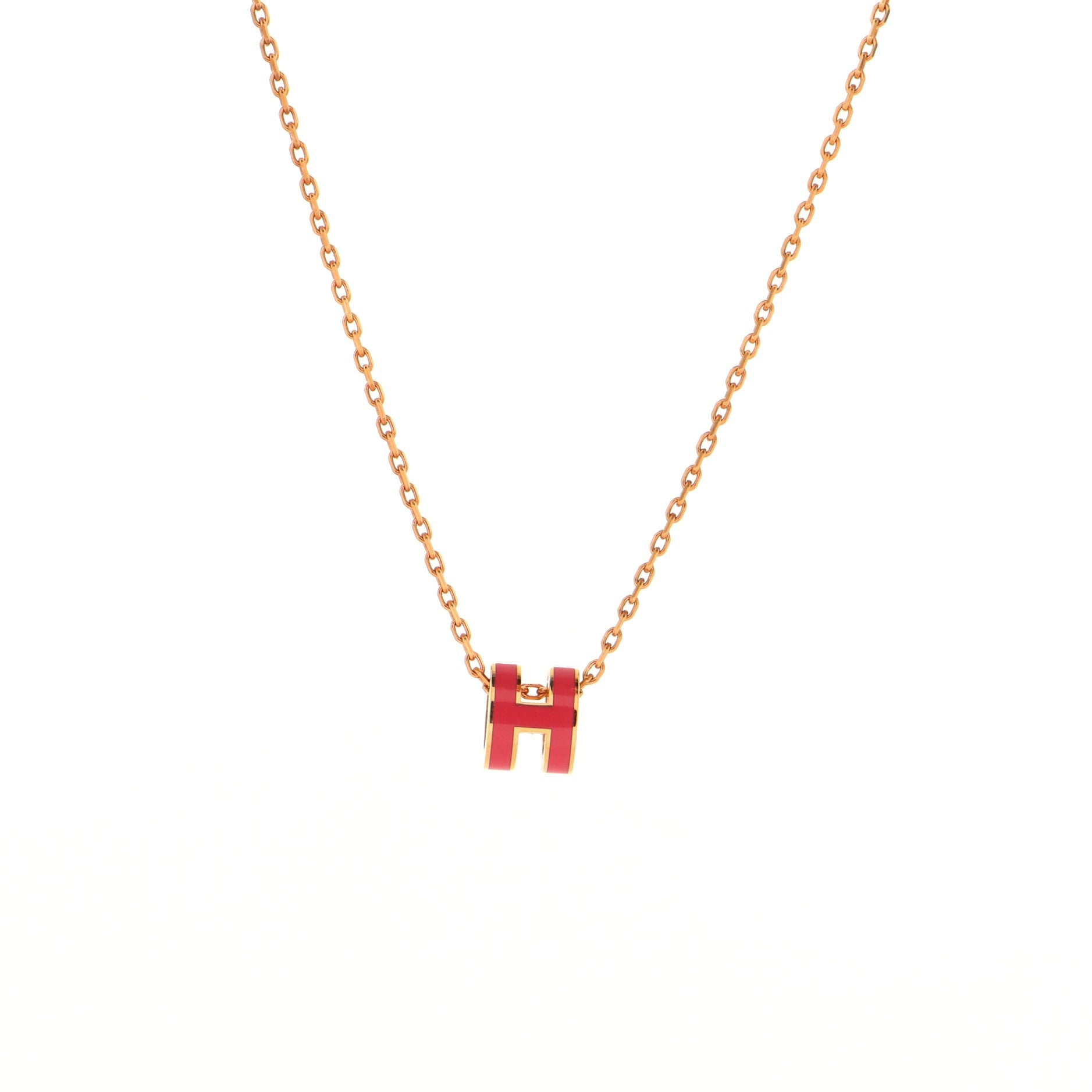 Pop H Pendant Chain Necklace Metal and Enamel Mini