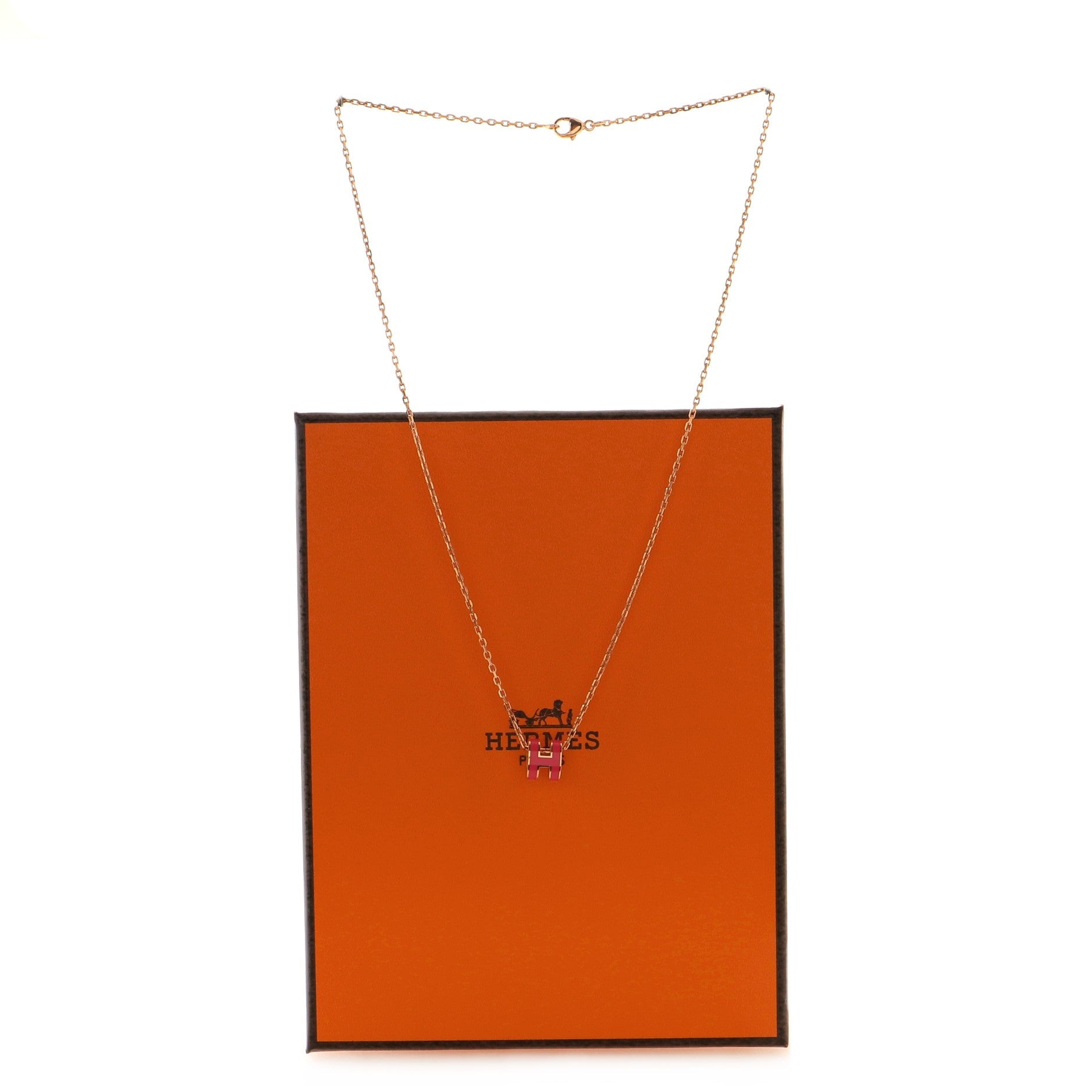 Pop H Pendant Chain Necklace Metal and Enamel Mini