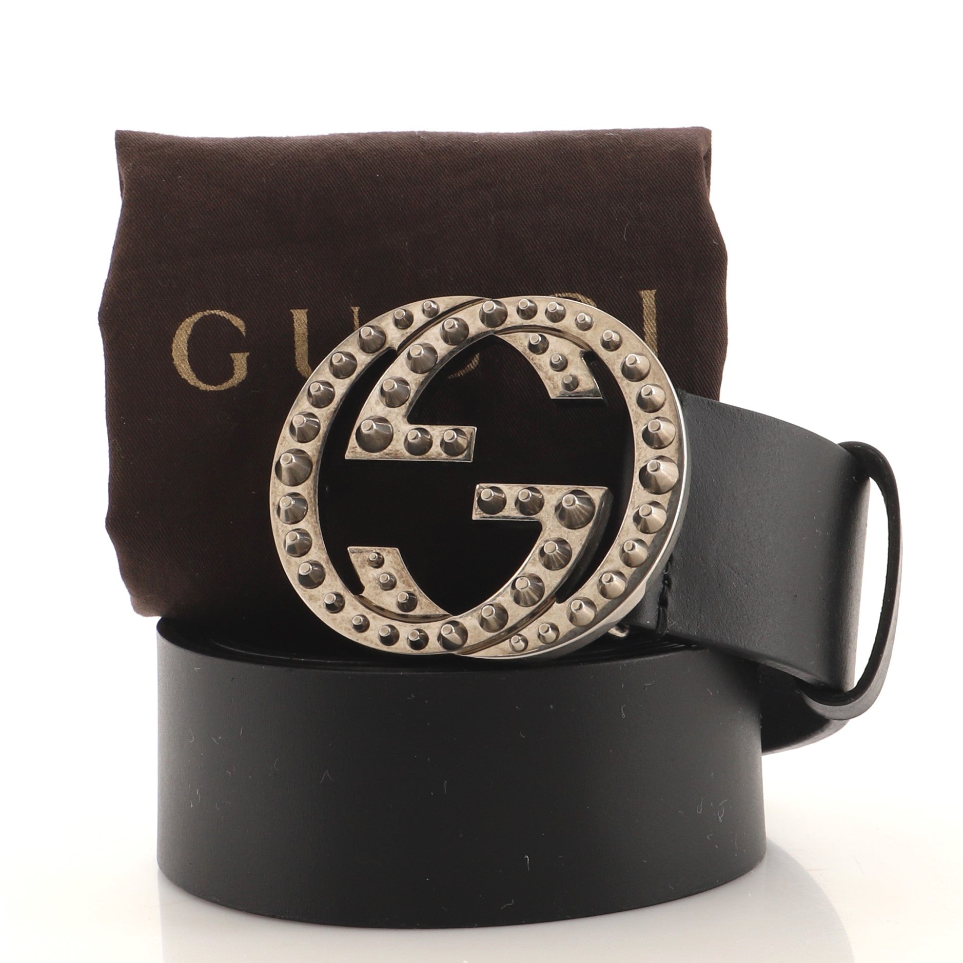 Studded Interlocking G Belt Leather Wide 95