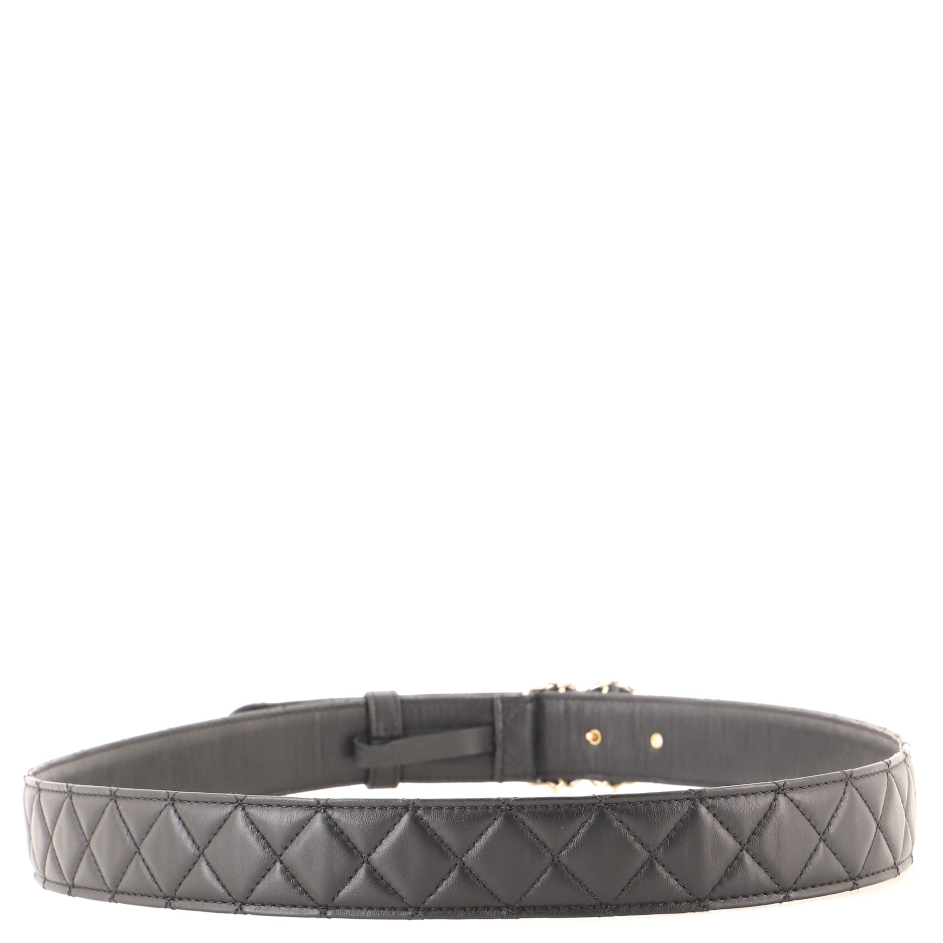 Woven Chain CC Buckle Belt Quilted Leather Medium 95
