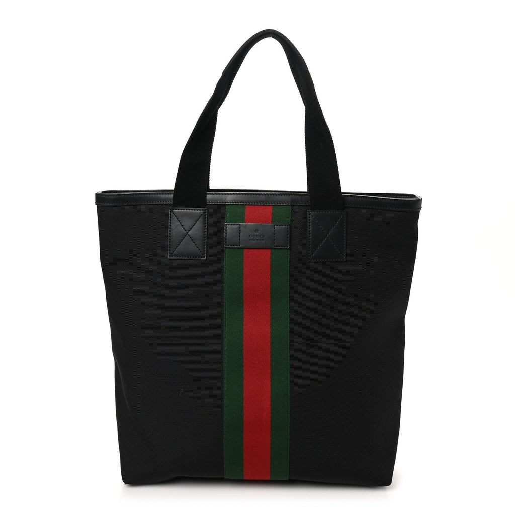 Techno Canvas Web Vertical Tote Black