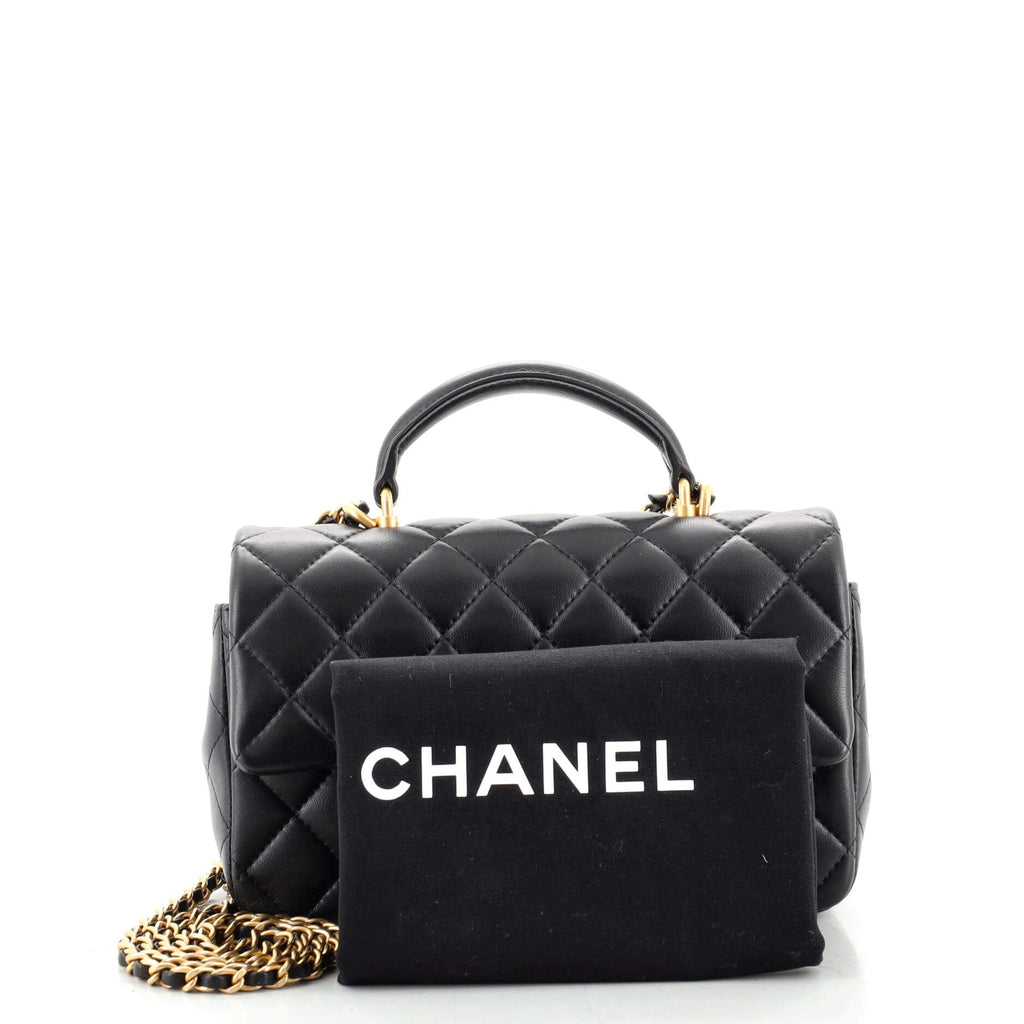 Classic Single Flap Top Handle Bag Quilted Lambskin Mini