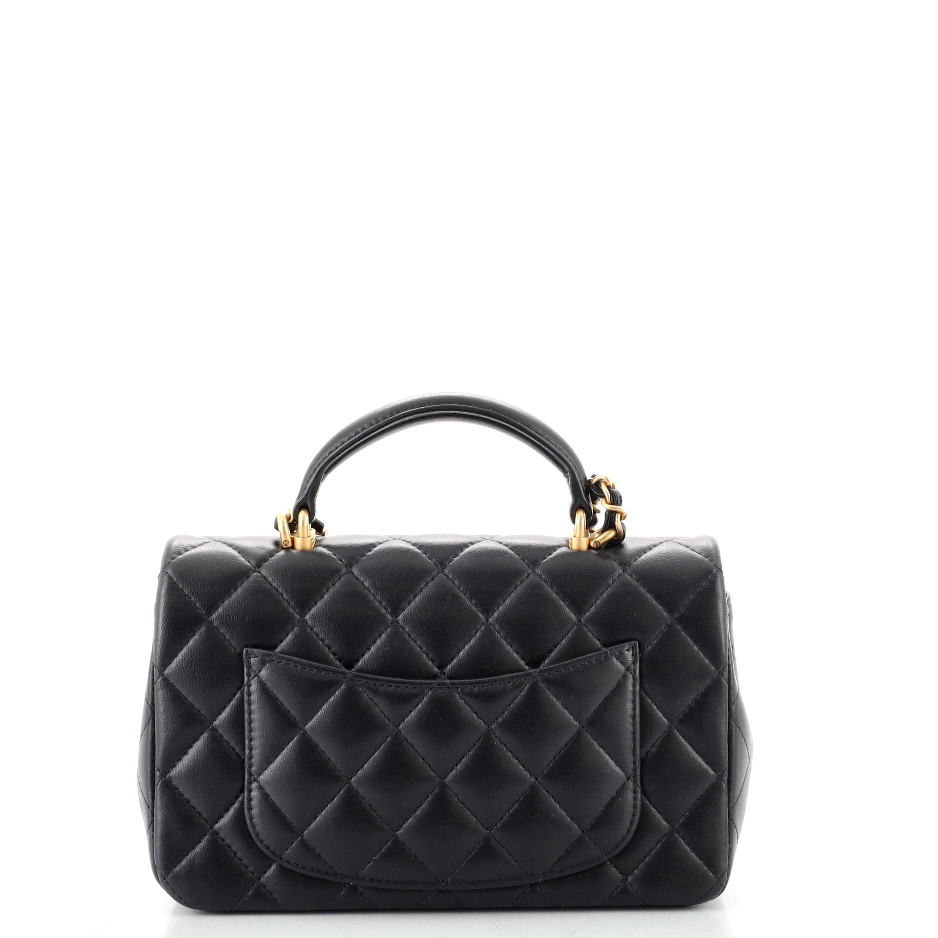 Classic Single Flap Top Handle Bag Quilted Lambskin Mini