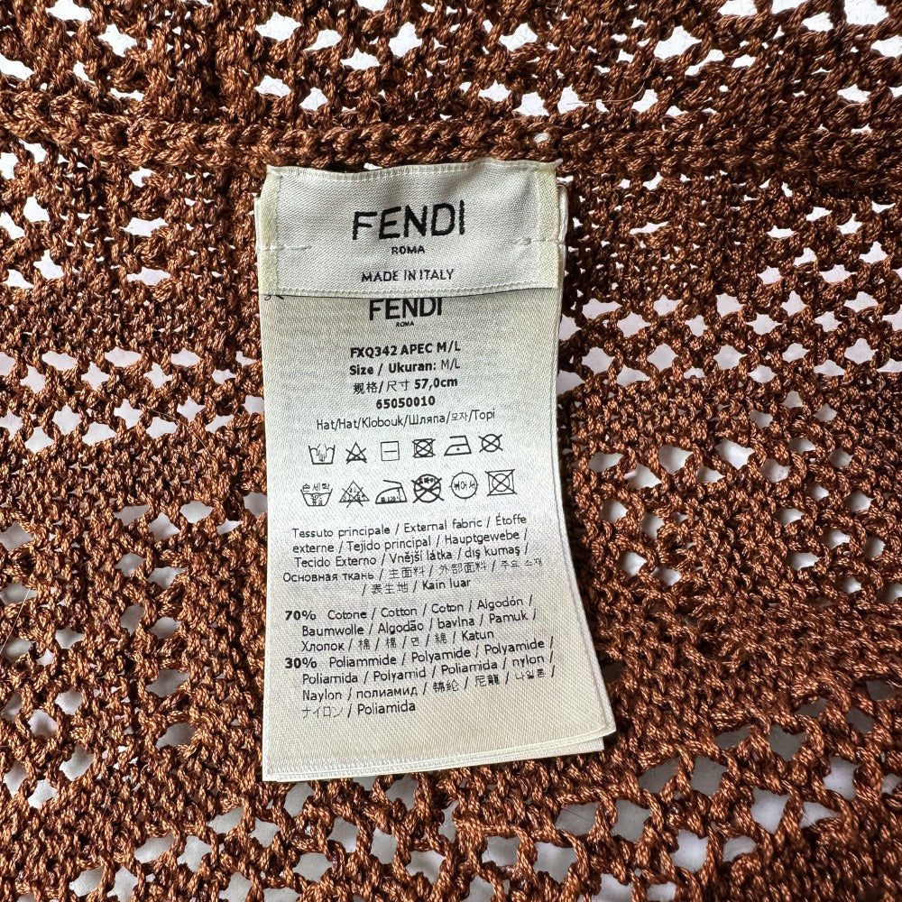 Fendi FF Crochet Cotton Bucket Hat