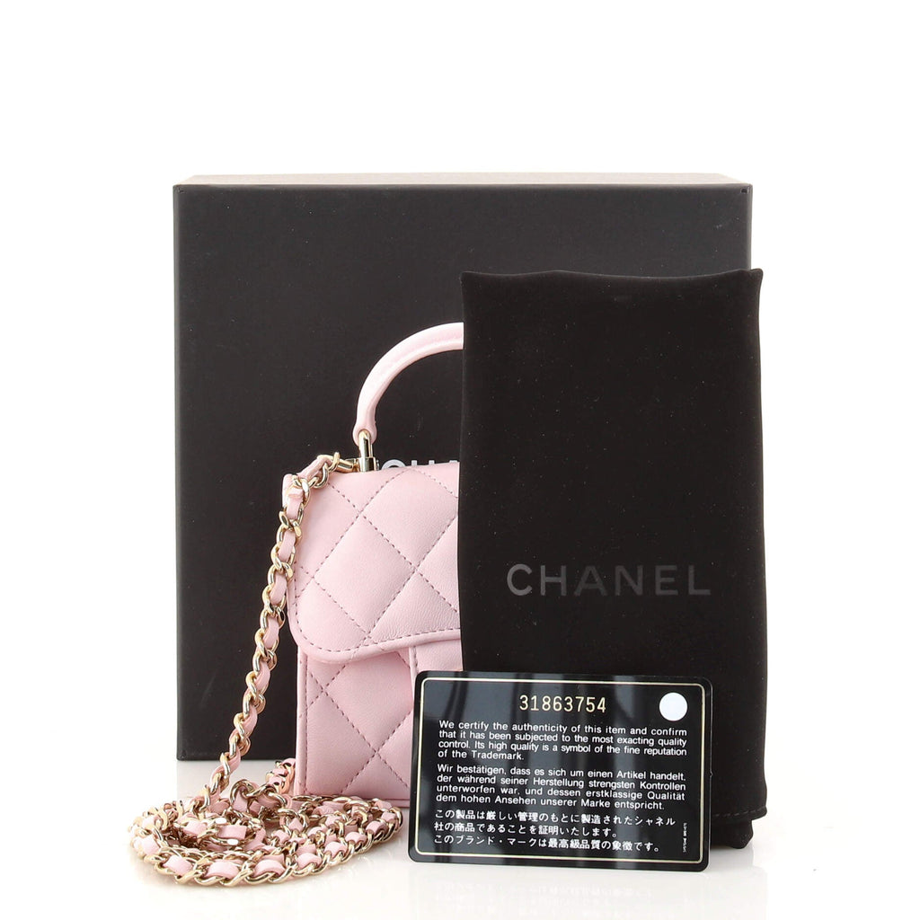 Square Classic Flap Top Handle Clutch with Chain Quilted Lambskin