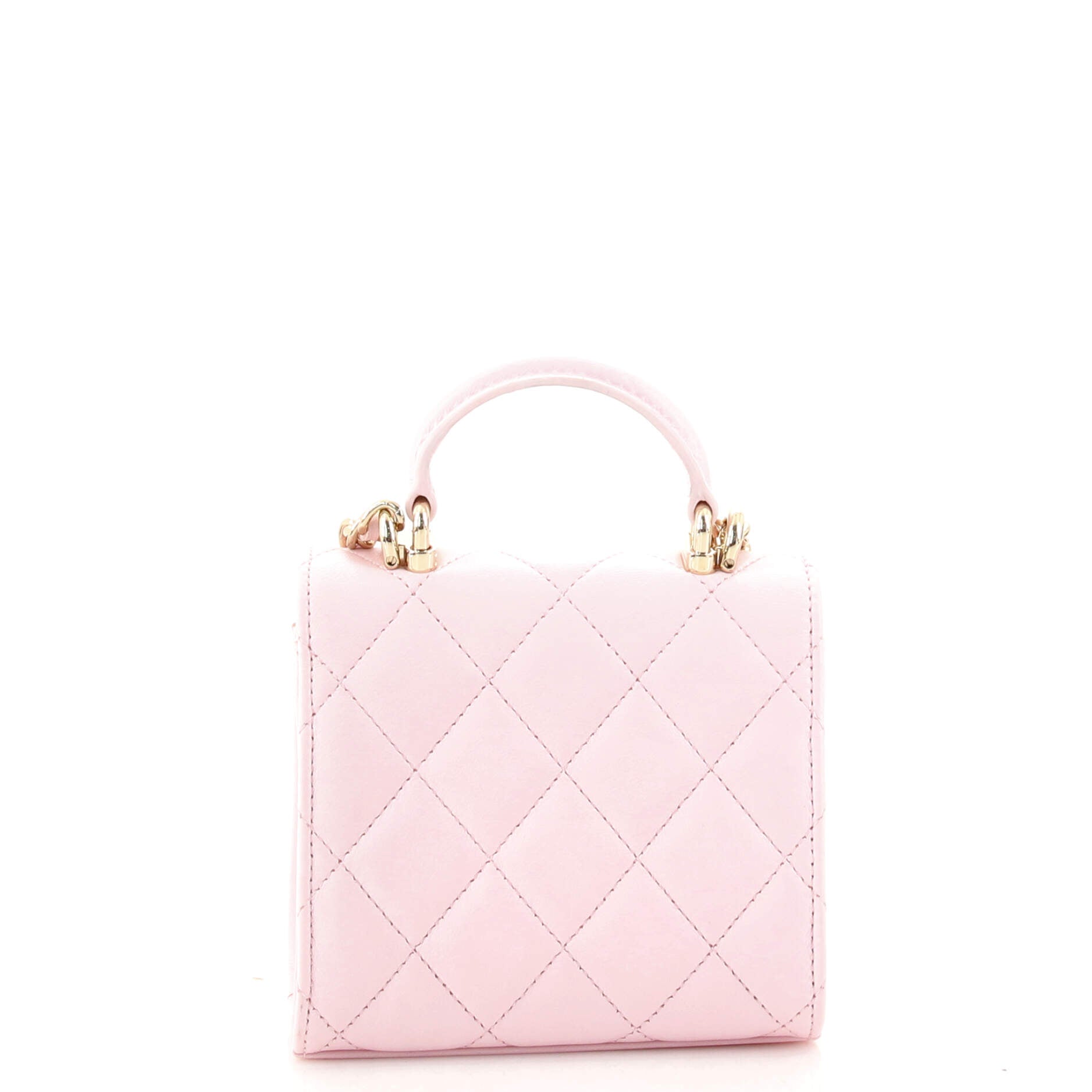 Square Classic Flap Top Handle Clutch with Chain Quilted Lambskin