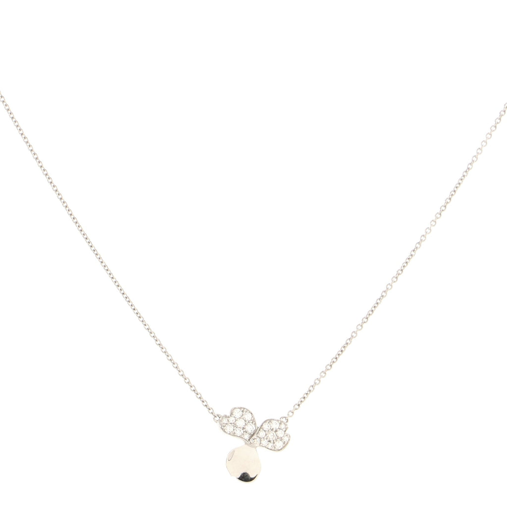 Paper Flowers Pendant Necklace Platinum and Diamonds Small