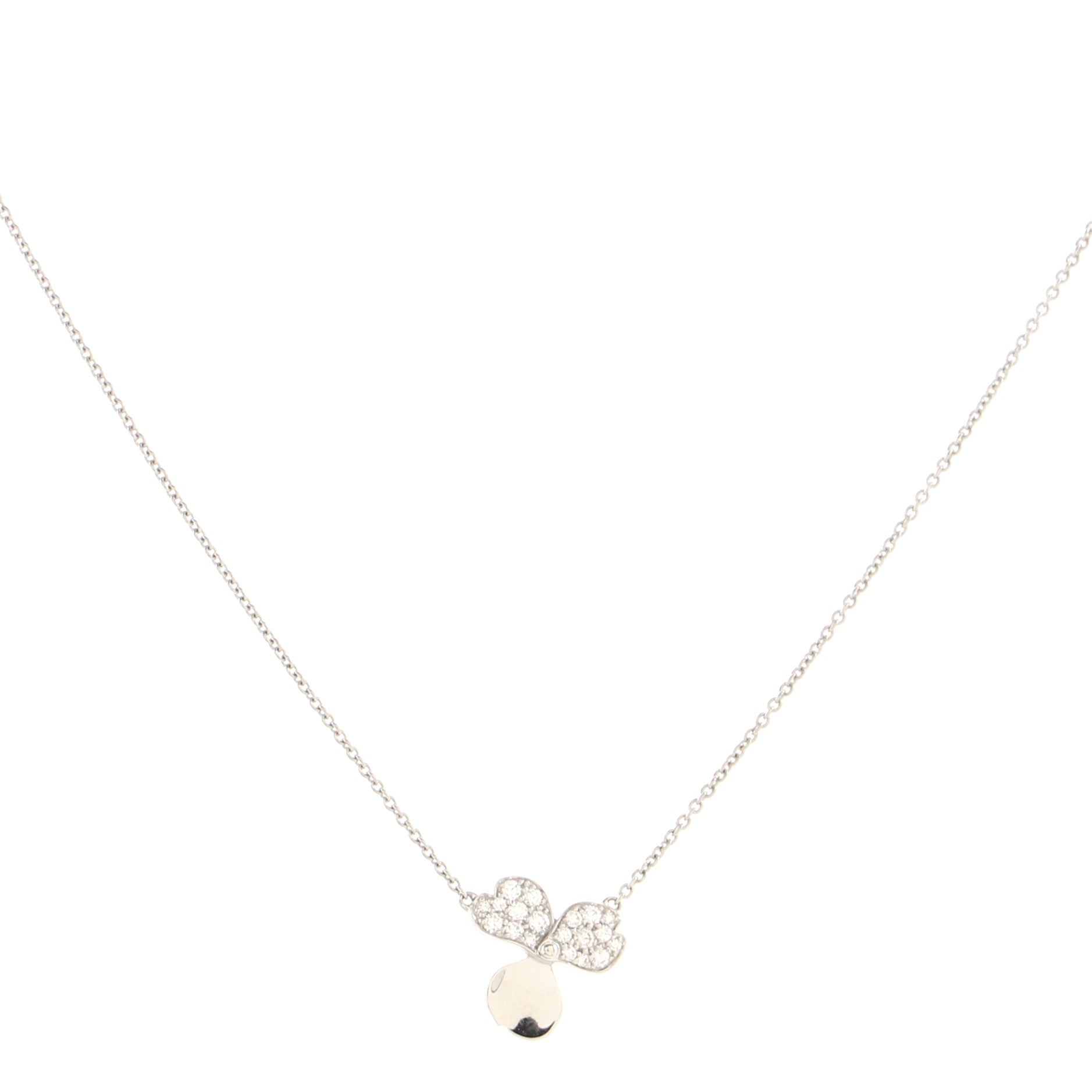 Paper Flowers Pendant Necklace Platinum and Diamonds Small