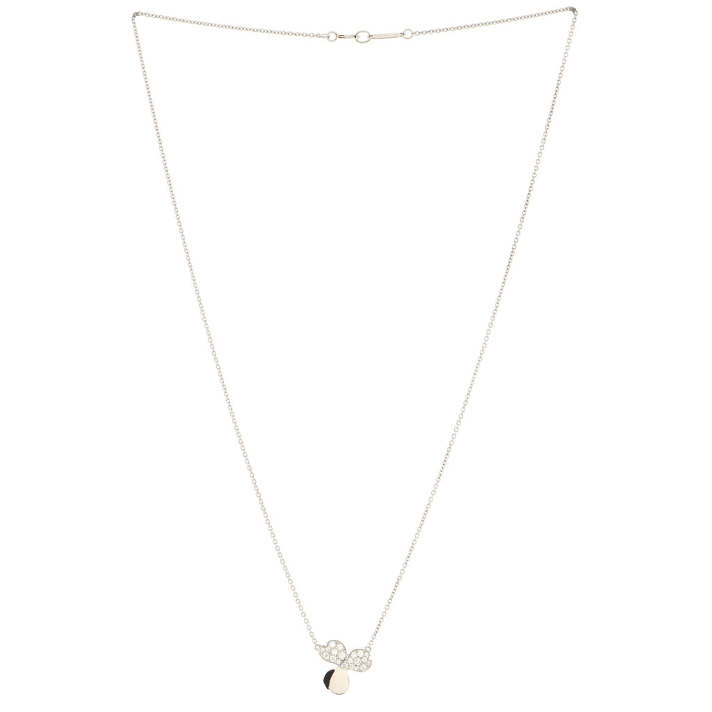 Paper Flowers Pendant Necklace Platinum and Diamonds Small