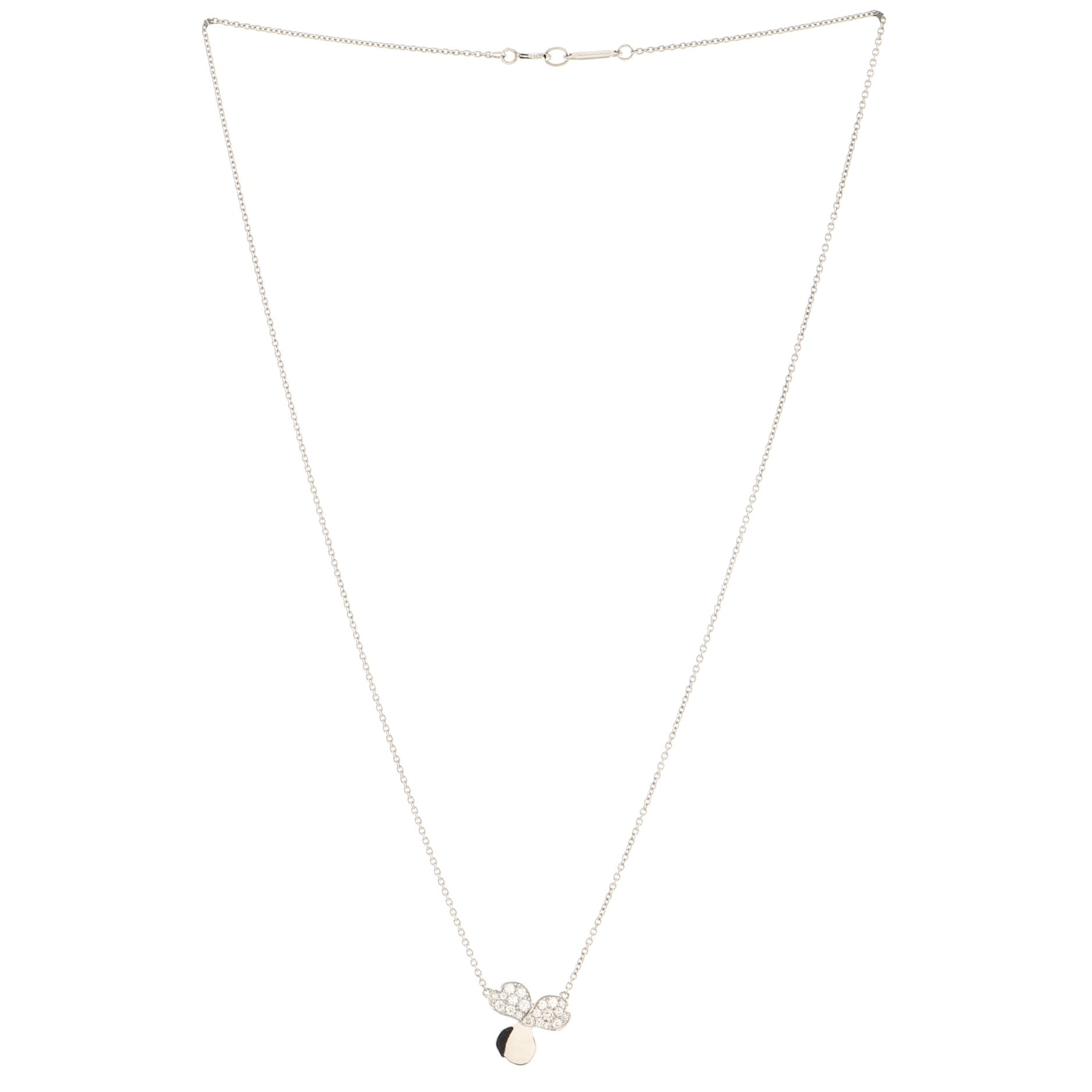 Paper Flowers Pendant Necklace Platinum and Diamonds Small