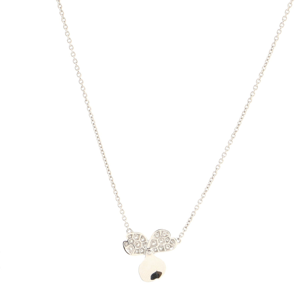 Paper Flowers Pendant Necklace Platinum and Diamonds Small