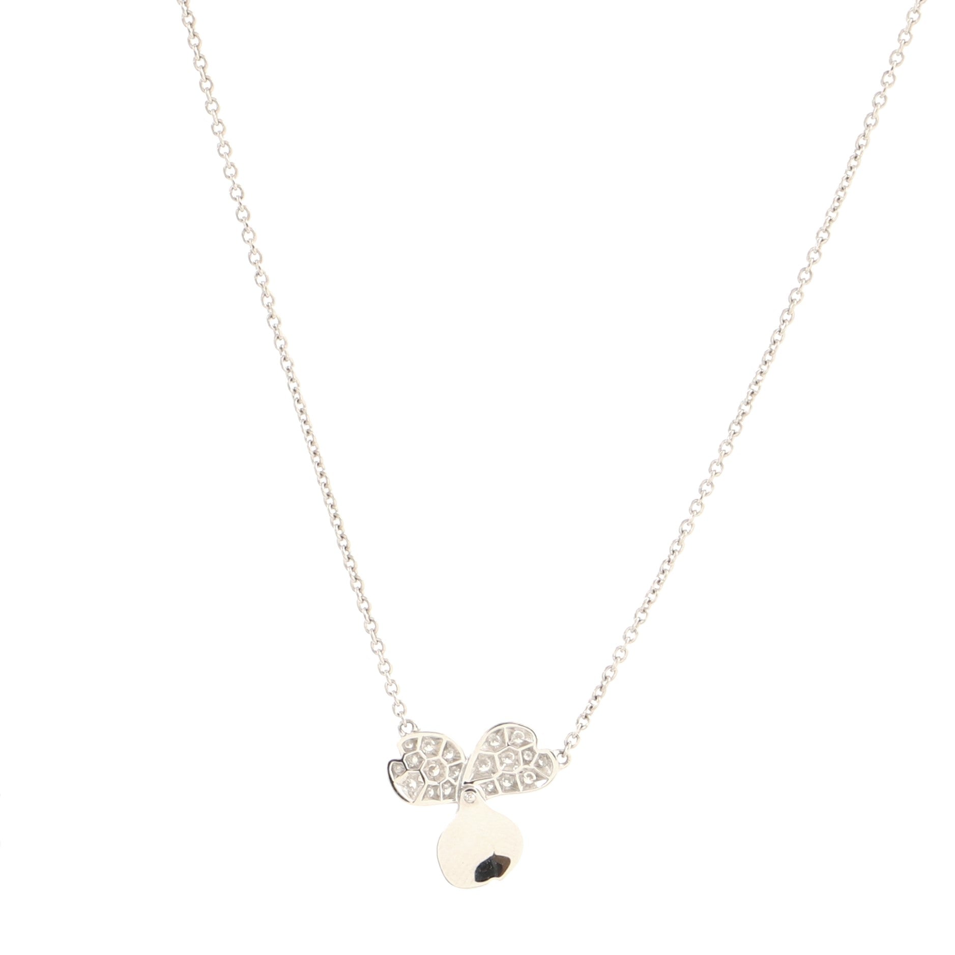 Paper Flowers Pendant Necklace Platinum and Diamonds Small