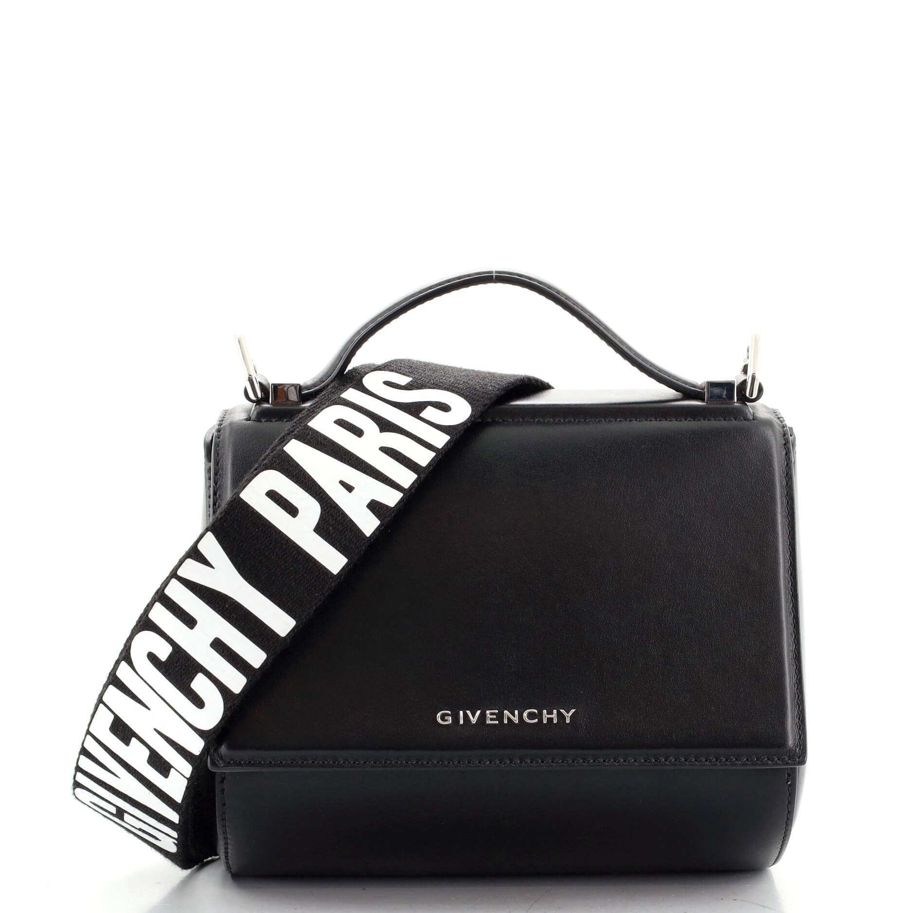 Logo Strap Pandora Box Bag Leather Mini