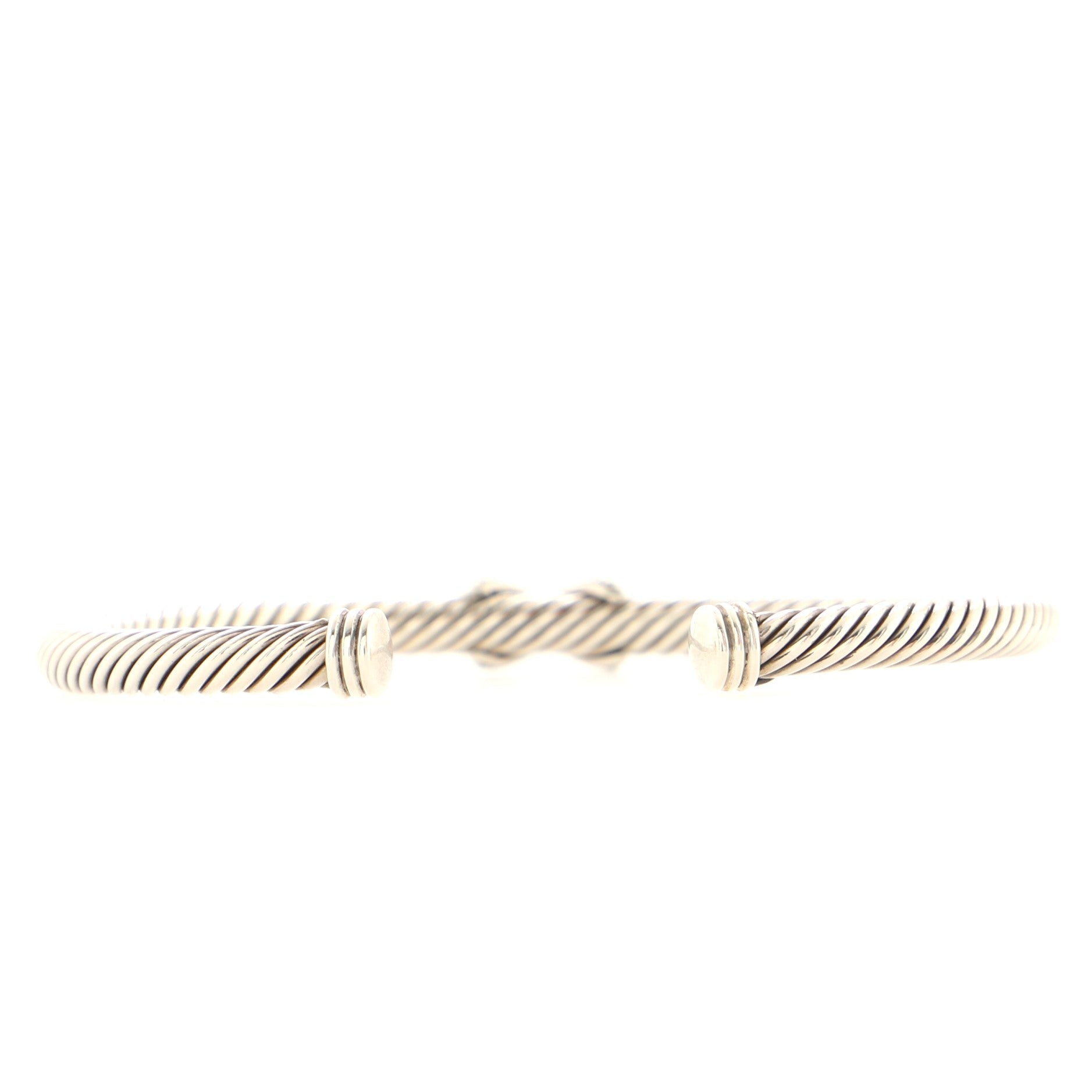 X Cable Bracelet Sterling Silver with Diamonds 4mm