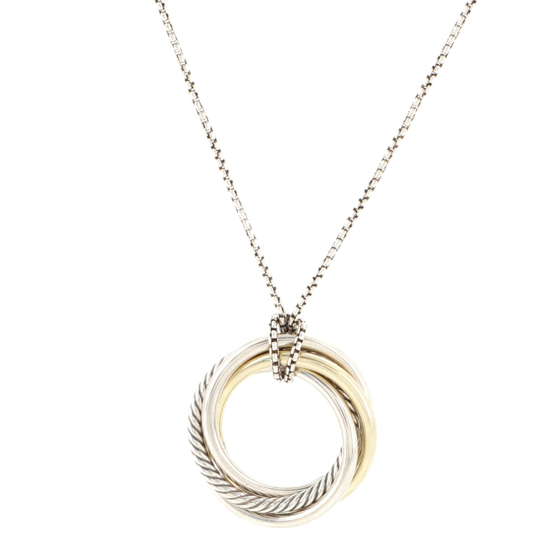Crossover Pendant Necklace Sterling Silver with 14K Yellow Gold Small