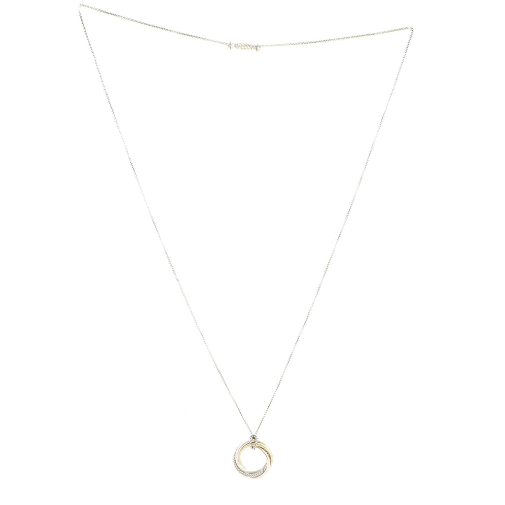 Crossover Pendant Necklace Sterling Silver with 14K Yellow Gold Small