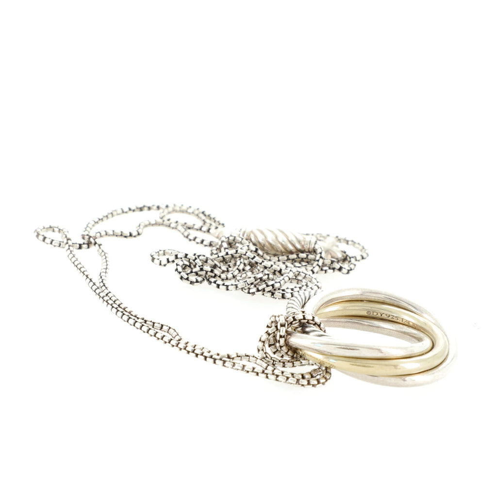 Crossover Pendant Necklace Sterling Silver with 14K Yellow Gold Small