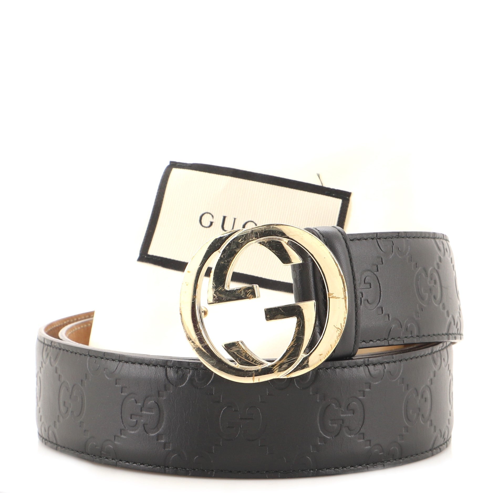 Interlocking G Belt Guccissima Leather Wide 90