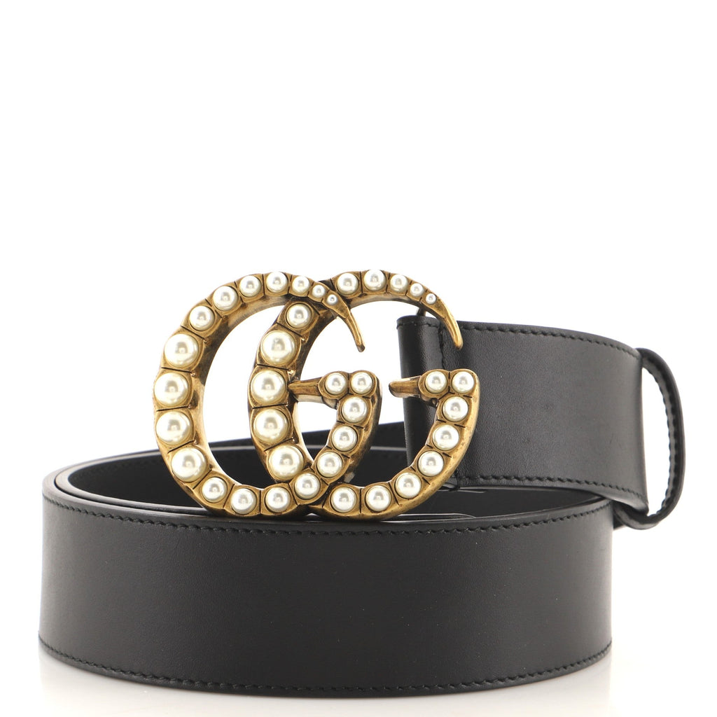 Pearly GG Marmont Belt Leather Wide 75