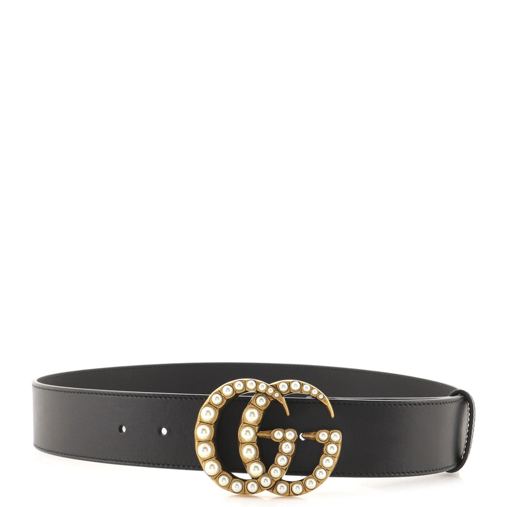 Pearly GG Marmont Belt Leather Wide 75
